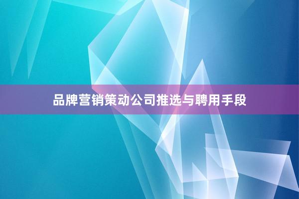 品牌营销策动公司推选与聘用手段